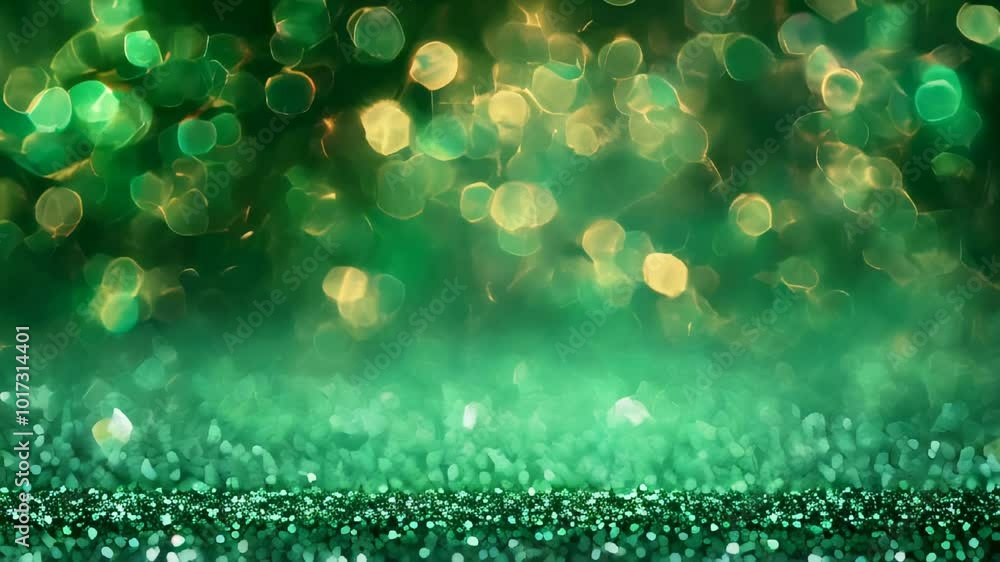 Close-up of vibrant green bokeh lights for a festive or seasonal backdrop. Close-up of vibrant green bokeh lights for a festive or seasonal backdrop.