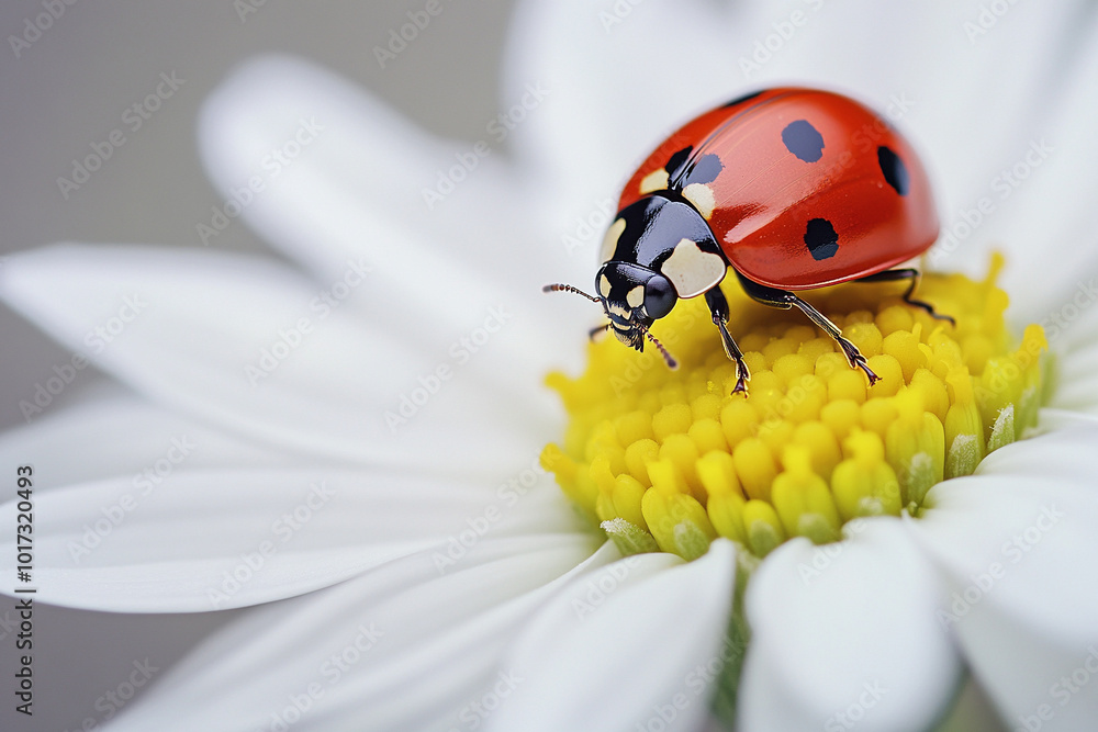 Fototapeta premium Ladybug on a White Daisy