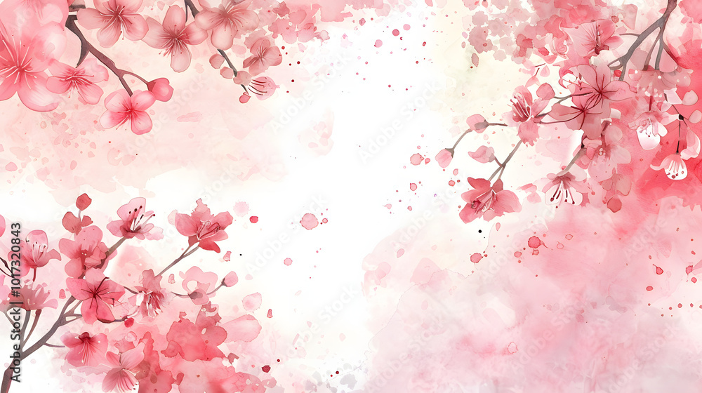 Fototapeta premium Hanami Night View Frame Background