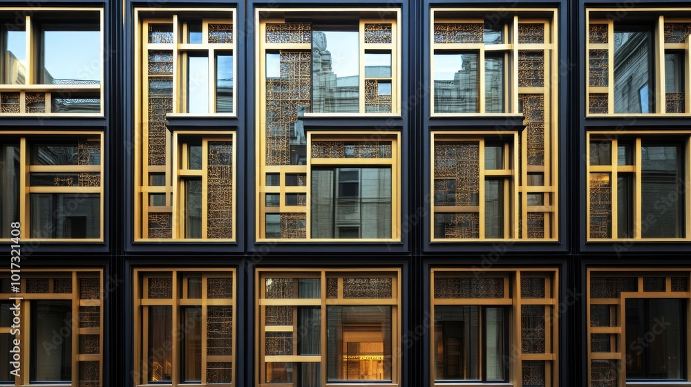 Obraz premium Gold and Black Window Facade