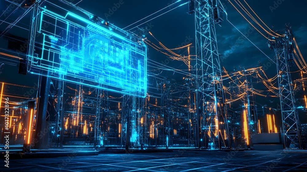 Cutting Edge Smart Energy Grid System With A Futuristic Holographic