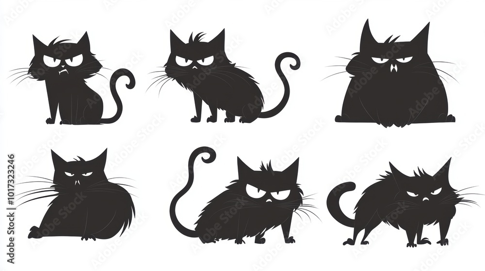 Naklejka premium Black cat. Halloween decoration element.