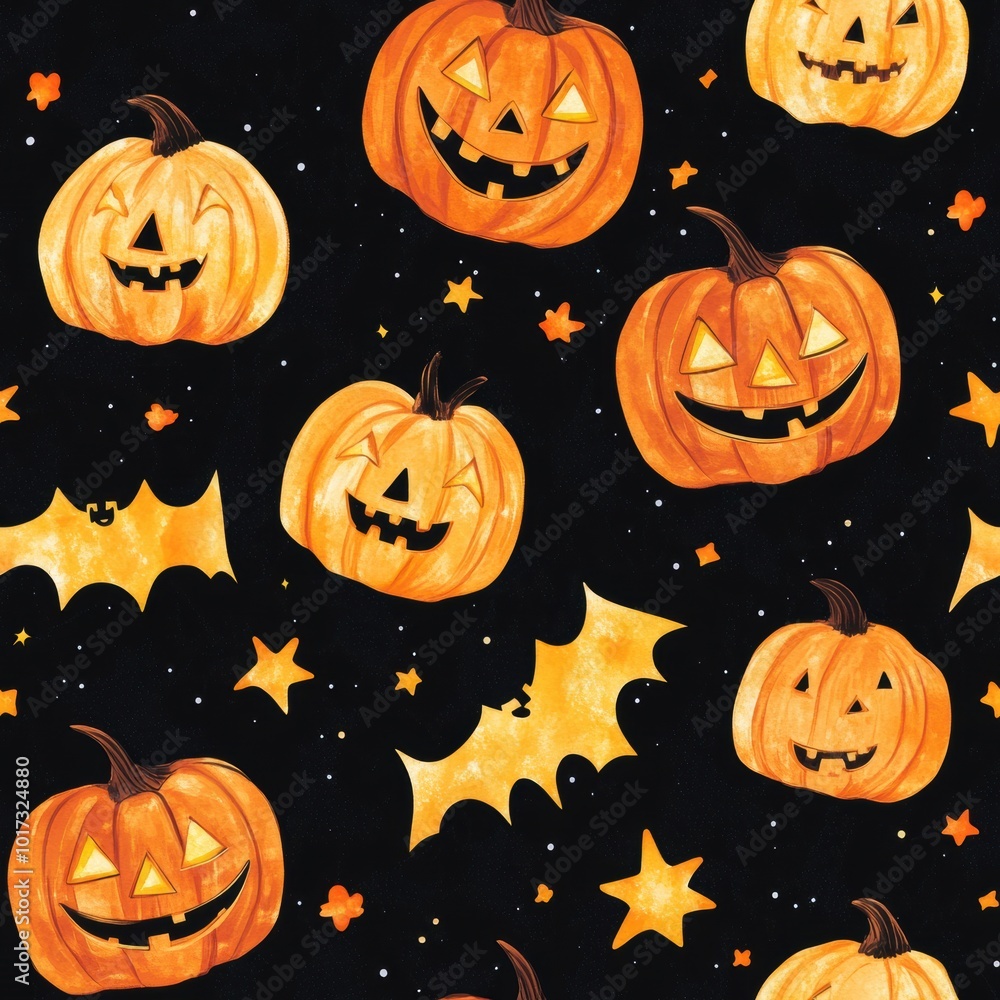 Halloween holiday carved pumpkin pattern repetitive Halloween holiday carved pumpkin pattern repetitive