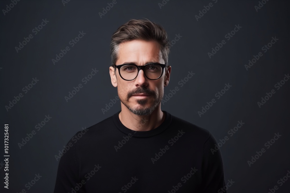 Portrait of handsome young man in eyeglasses on dark background Portrait of handsome young man in eyeglasses on dark background