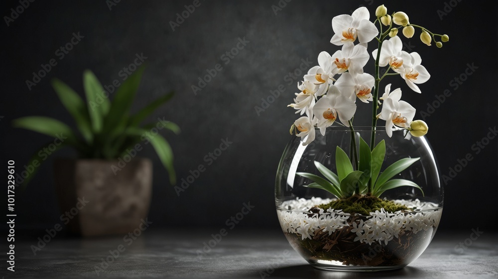 Orchid in an Elegant Glass Pot Orchid in an Elegant Glass Pot