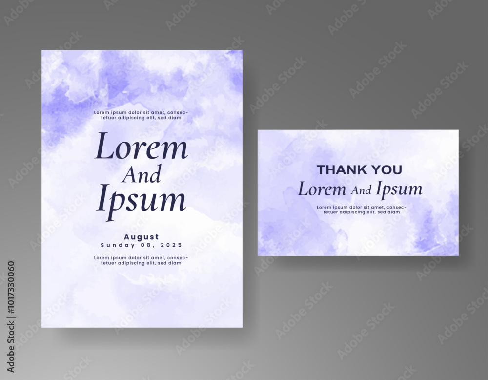 Wedding card invitation template with hand painted watercolor splash Wedding card invitation template with hand painted watercolor splash