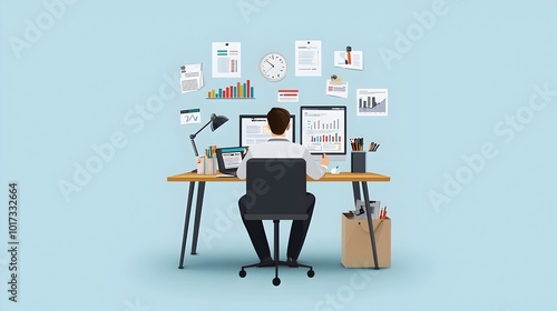 Businessman Analyzing Financial Data and Reports in Office Environment of Professional Businessman or Financial Advisor Reviewing Financial Documents and Charts on Laptop at Desk