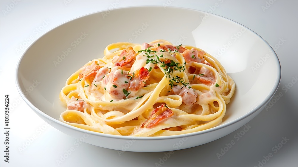 Mouthwatering 3D of Creamy Carbonara Pasta with Savory Bacon Bits a Classic and Indulgent Italian Dish Mouthwatering 3D of Creamy Carbonara Pasta with Savory Bacon Bits a Classic and Indulgent Italian Dish