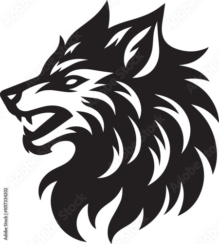 Fenrir logo head silhouette vector black and white