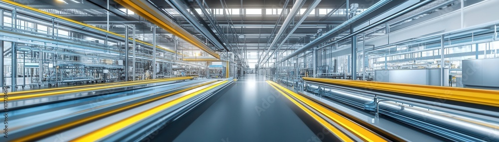 Capture a sleek, eye-level view of a state-of-the-art sustainable manufacturing plant in a digital 3D format Capture a sleek, eye-level view of a state-of-the-art sustainable manufacturing plant in a digital 3D format