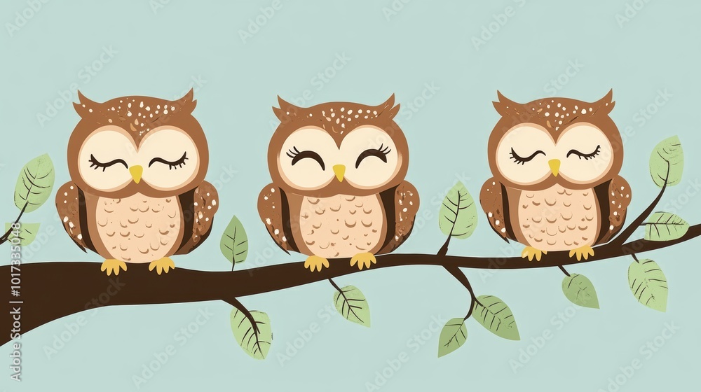 Fototapeta premium Cute cartoon owl. Halloween decoration.