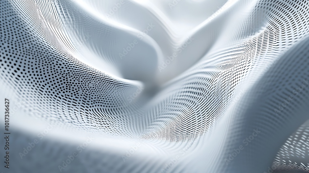Abstract white mesh texture creating a fluid, dynamic appearance. Abstract white mesh texture creating a fluid, dynamic appearance.