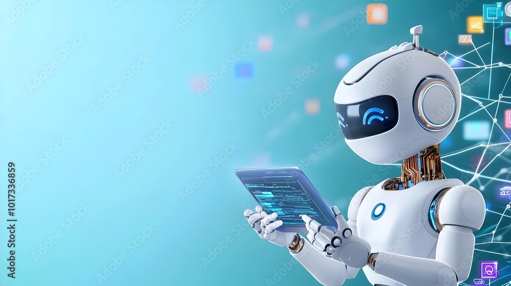 Fototapeta premium AI Powered Chatbot Connecting Users Globally Through Futuristic Digital Network and Advanced Technology Tools Showcasing Innovation in Seamless Information and Data Access