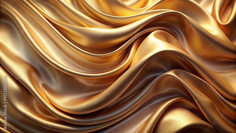 Fototapeta premium Flowing Golden Fabric with Gentle Waves, Reflecting Soft Light
