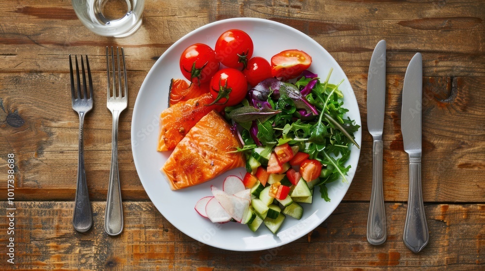 A low-fat meal plan on a dinner plate. Premium stoc A low-fat meal plan on a dinner plate. Premium stoc