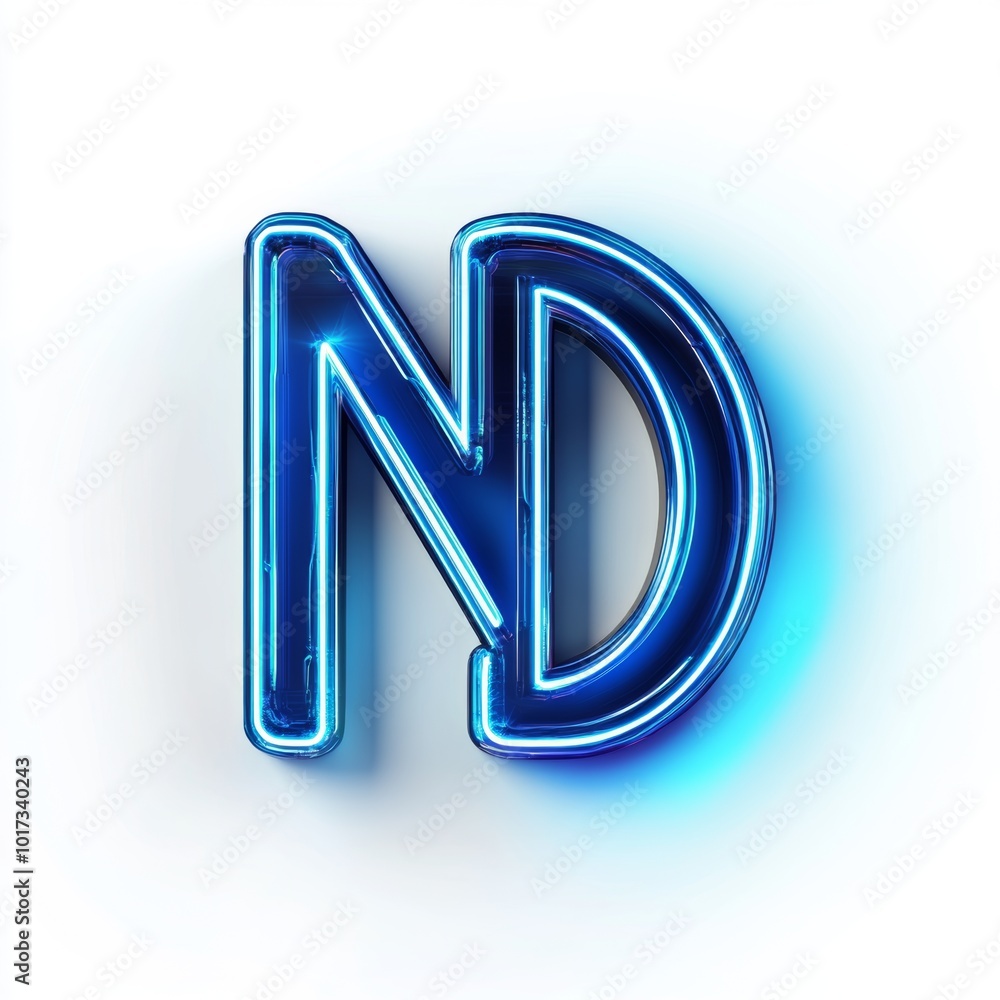 A glowing blue neon sign featuring the letters A glowing blue neon sign featuring the letters