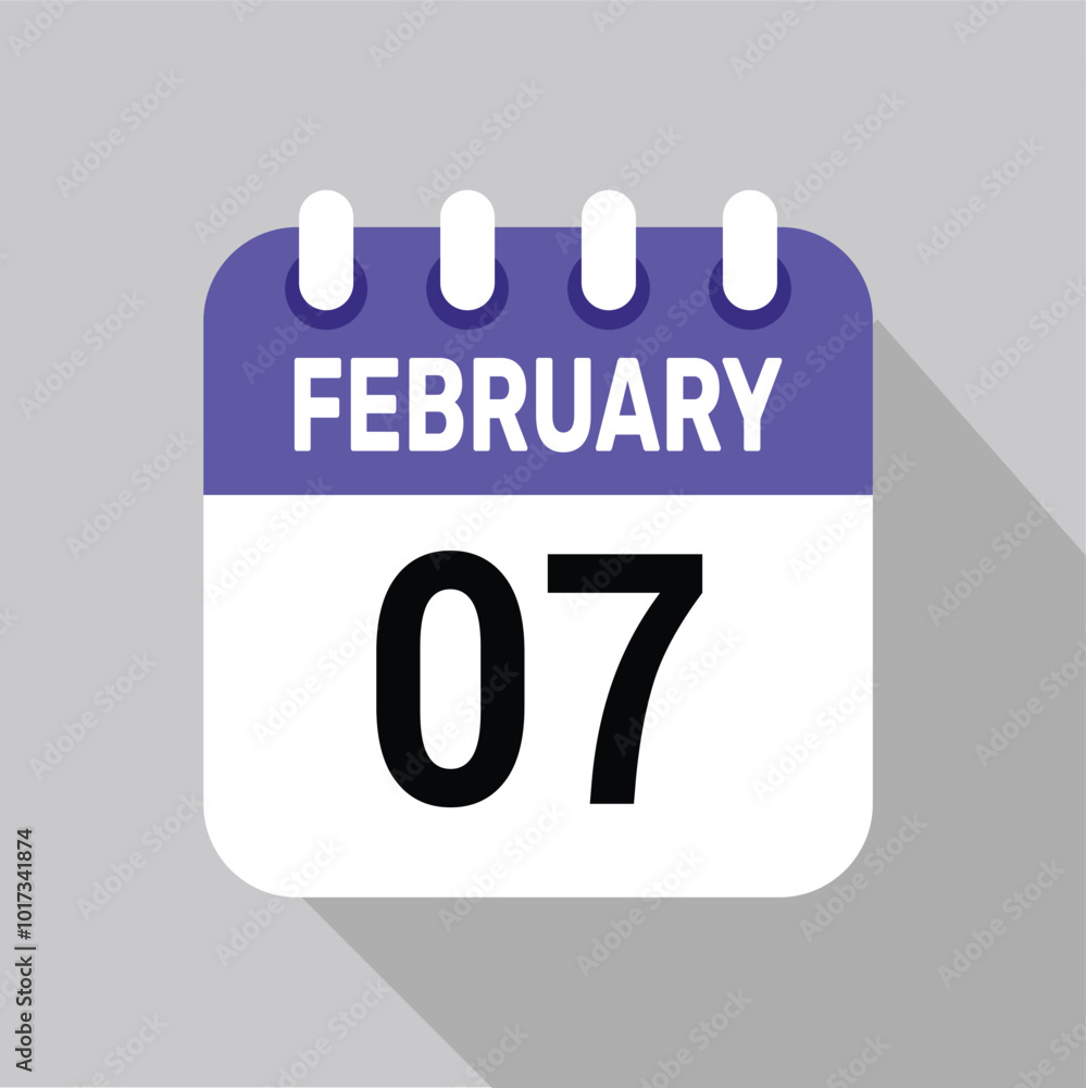 7 february calender icon text page monthly web design. 7 february calender icon text page monthly web design.