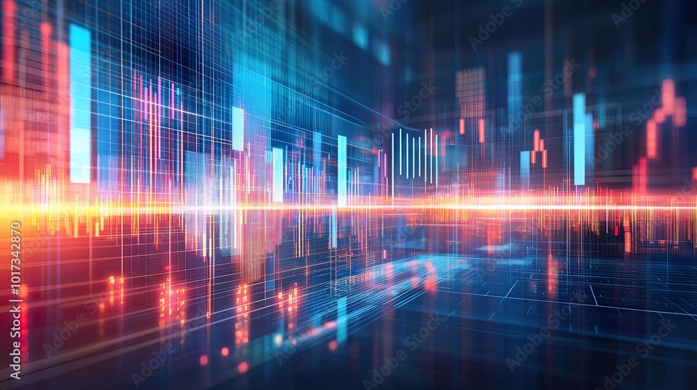 Abstract digital data visualization with vibrant lines. Abstract digital data visualization with vibrant lines.
