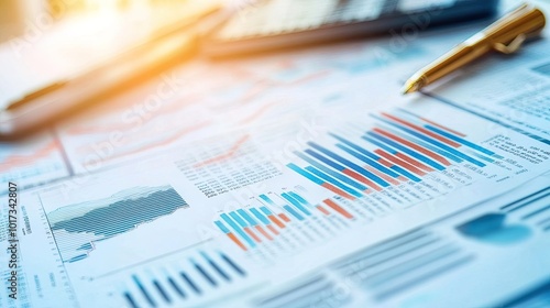Business analysis with charts and graphs.