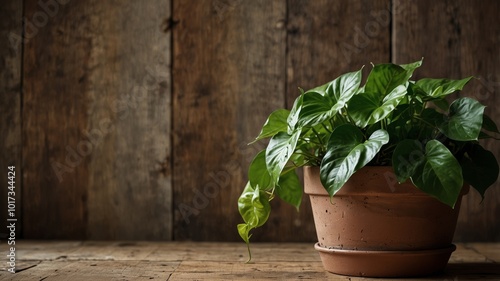 Pothos Plant in a Rustic Clay Pot