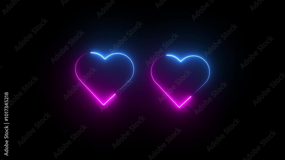 heart love pop art style icon. abstract neon shine love icon animation with black background. line glowing love heart love pop art style icon. abstract neon shine love icon animation with black background. line glowing love
