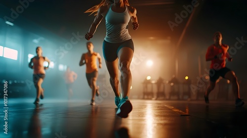 High intensity Interval Training at a Modern Gym Intense Workout Routine Filled with Motivational Energy and Dynamic Fitness Atmosphere