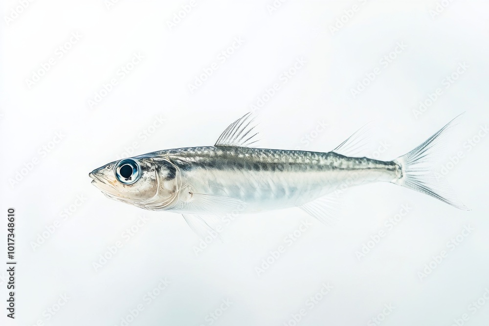 the beside view Bigeye Barracuda, left side view, white copy space on right, Isolated on White Background the beside view Bigeye Barracuda, left side view, white copy space on right, Isolated on White Background