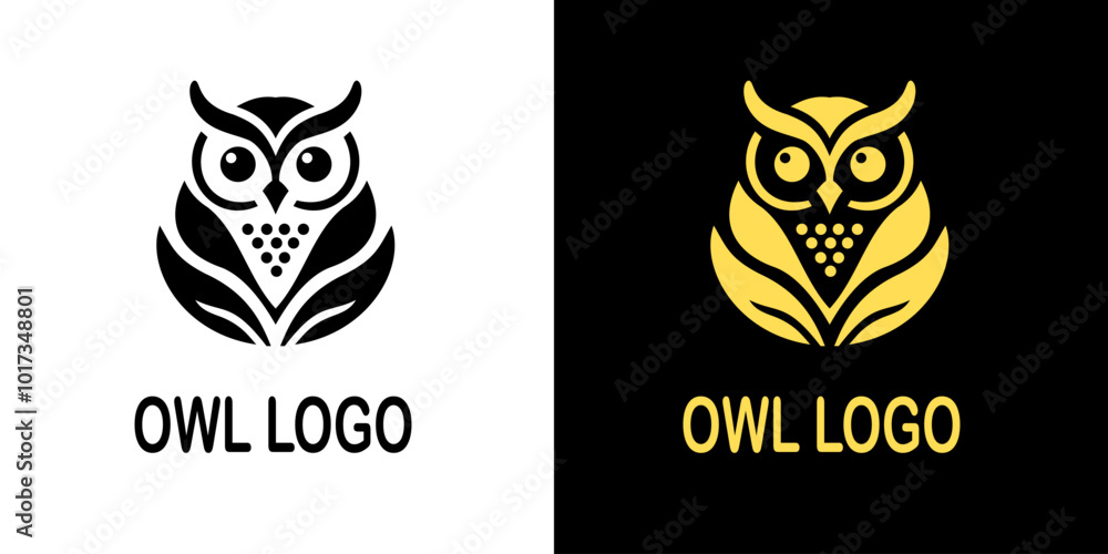 Stylized owl logo design featuring sharp lines and geometric shapes, representing wisdom and knowledge. Perfect for educational institutions, bookshops, or creative businesses Stylized owl logo design featuring sharp lines and geometric shapes, representing wisdom and knowledge. Perfect for educational institutions, bookshops, or creative businesses