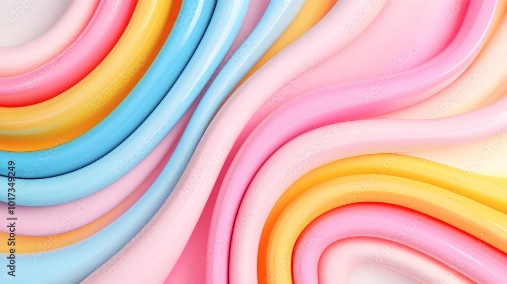 Obraz premium Captivating Pastel Swirls A Delicate 3D Abstract Background Featuring Soft Flowing Shapes and a Harmonious Color Palette Creating a Serene and Visually Enchanting Atmosphere