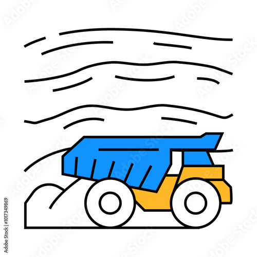 open pit mining copper production line icon vector. open pit mining copper production sign. isolated symbol illustration