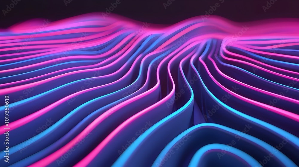 Fototapeta premium Captivating gradient neon light effects create a seamless abstract 3D digital design with a futuristic and visually mesmerizing aesthetic