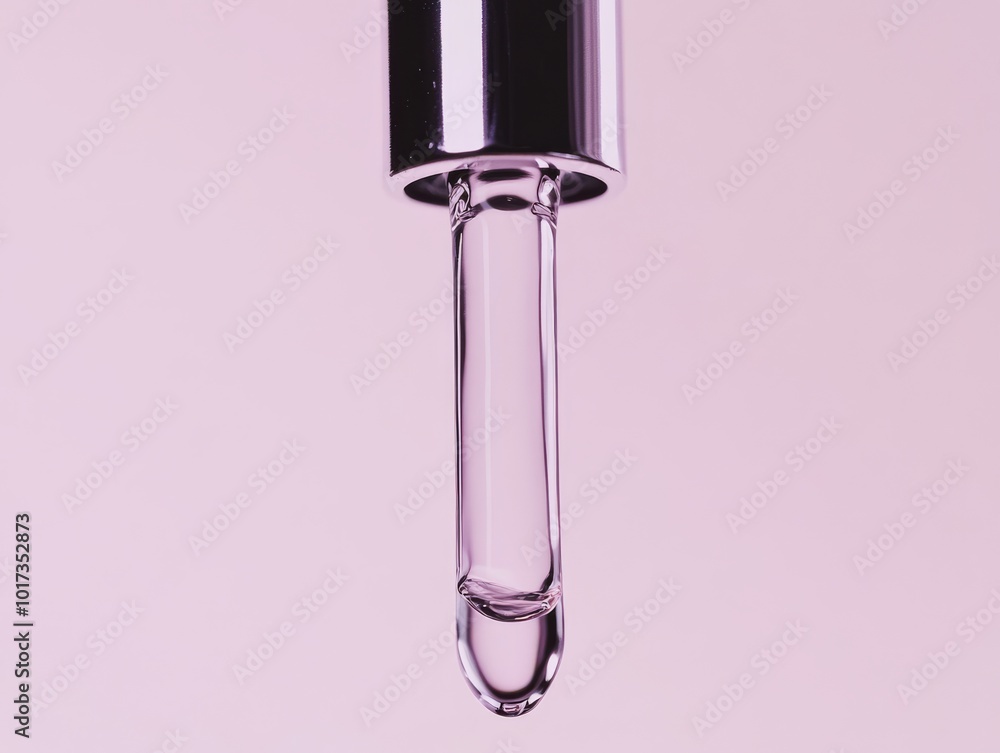 A macro shot of a face serum dropper dispensing a clear liquid onto a smooth, flawless skin surface with a minimalist background, ideal for luxury skincare promotions. A macro shot of a face serum dropper dispensing a clear liquid onto a smooth, flawless skin surface with a minimalist background, ideal for luxury skincare promotions.