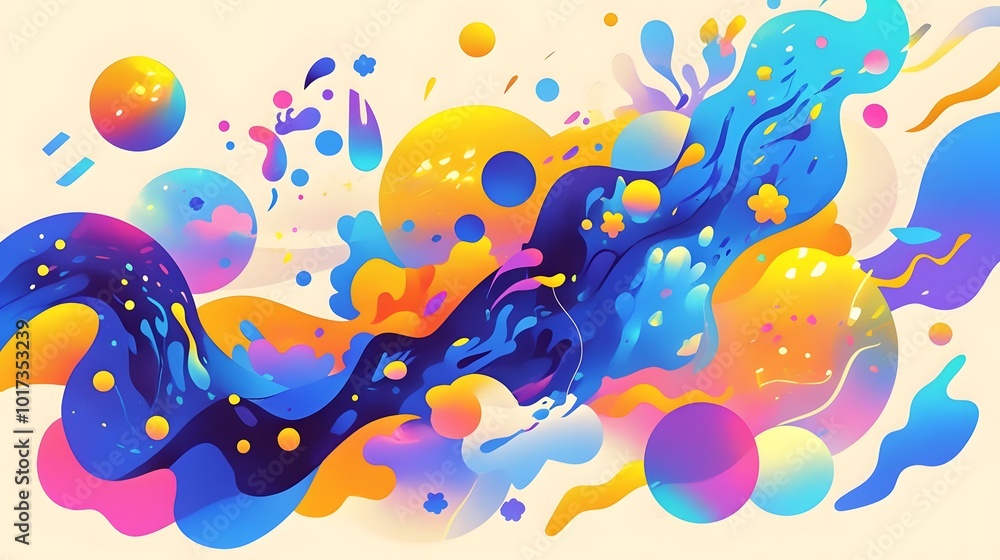 Abstract vibrant swirling shapes with circular elements. Suitable for graphic designs, background textures, artistic projects, and digital art creations. Abstract vibrant swirling shapes with circular elements. Suitable for graphic designs, background textures, artistic projects, and digital art creations.