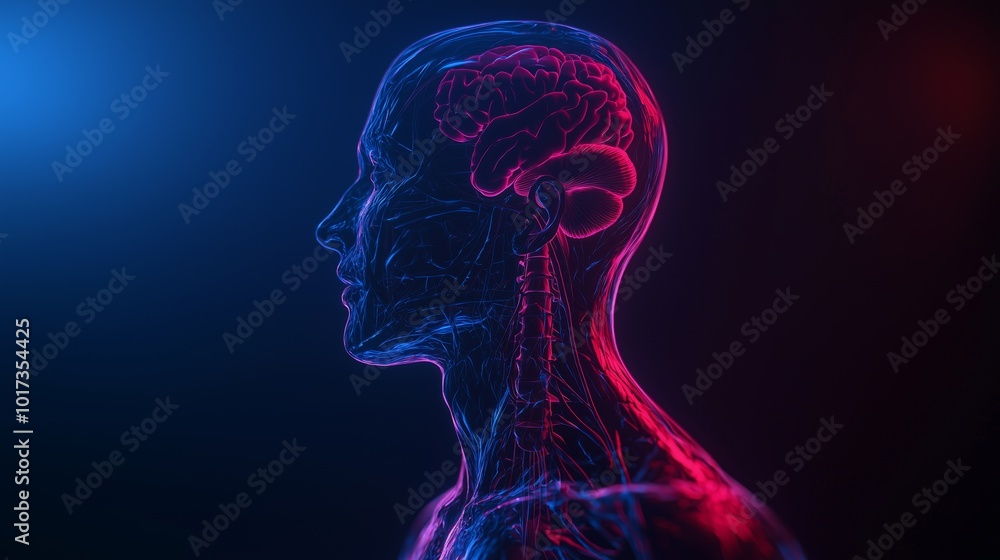 Translucent 3D Human Model in Profile View Translucent 3D Human Model in Profile View