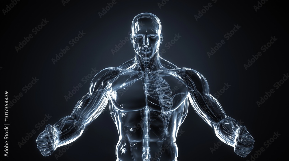 3D Translucent Human Model in Standing Pose 3D Translucent Human Model in Standing Pose