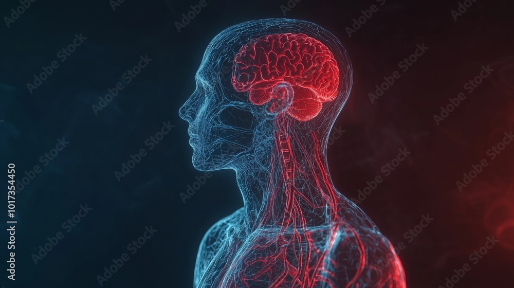 Translucent 3D Human Model in Profile View Translucent 3D Human Model in Profile View