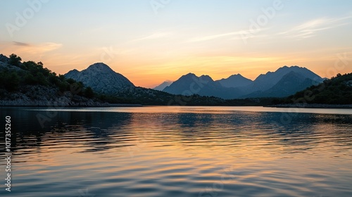 Wallpaper Mural Serene Sunset Over Mountain Lake - Breathtaking Landscape Photography Torontodigital.ca