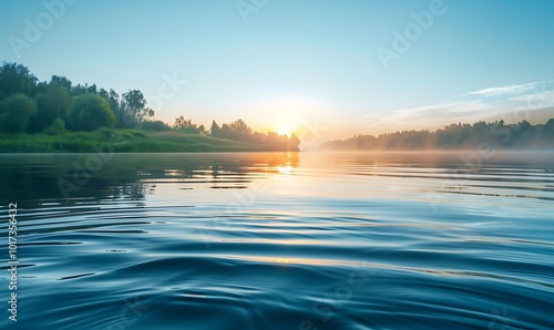 Fototapeta Naklejka Na Ścianę i Meble -  Sunset at the river coast. Sunset on the beach of the Baltic Sea