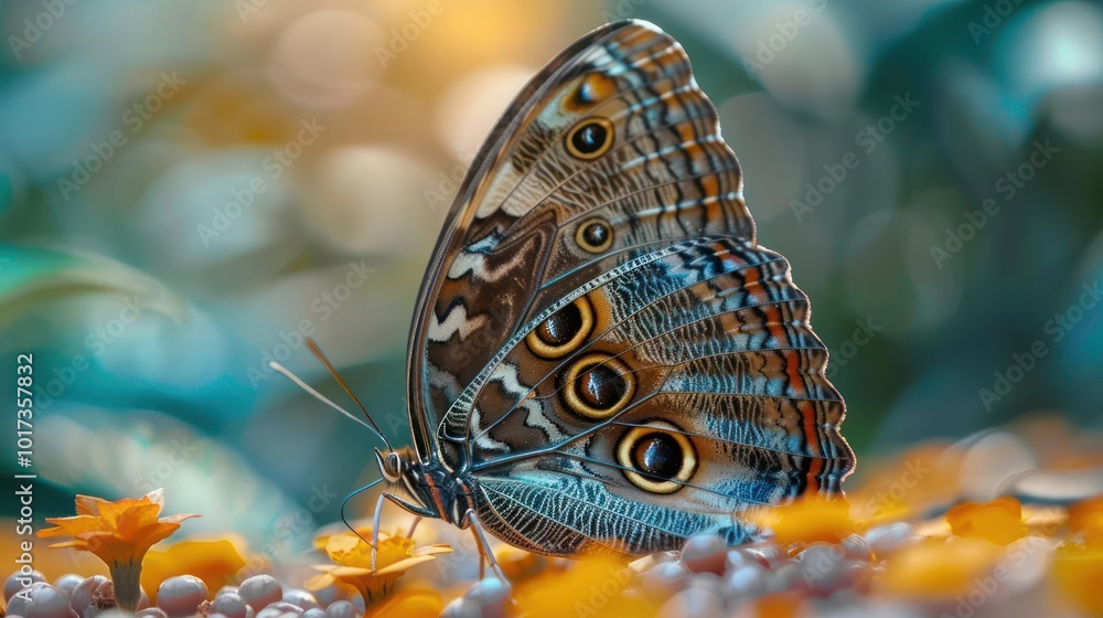 Naklejka premium a close up of a butterfly on a flower