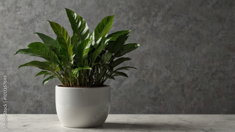 Fototapeta premium ZZ Plant in a Matte White Pot