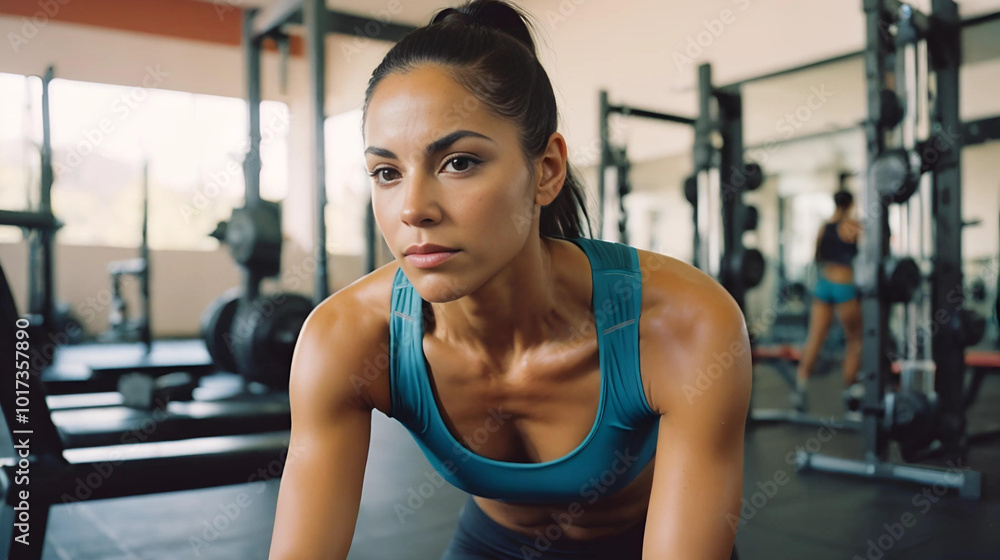 Fototapeta premium A fit and beautiful latina women fitness and gym inspiration.