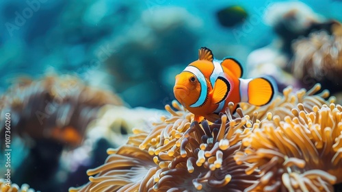 a clown fish in a sea anemone photo