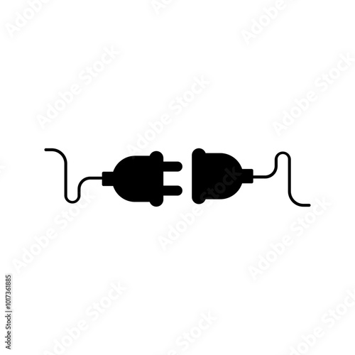 Electric socket with a plug. Connection and disconnection concep color editable