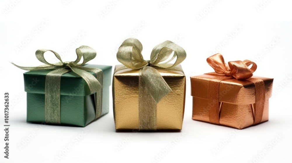 Obraz premium Three Gift Boxes with Elegant Ribbons