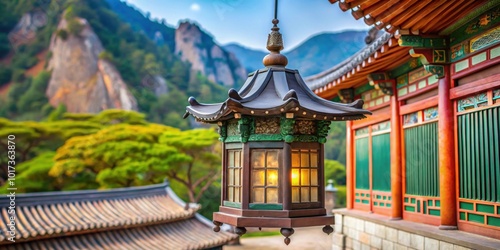 Close-up of lantern in Gwaneumjeon at Haeinsa Temple on Mount Gaya, South Korea, lantern photo