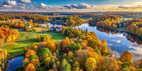 Scenic view of Pavilniai Regional Park in autumn, overlooking Puckoriu atodanga in Vilnius photo