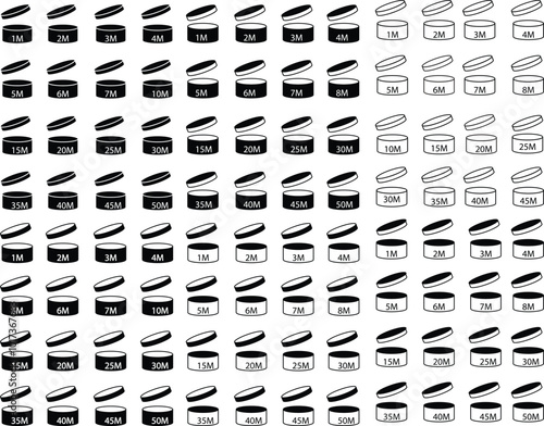 POA, Period after open icons, symbol collection in lined, isolated and black style. Vector Illustration with transparent background.