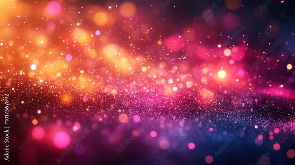 Glowing Pink And Orange Bokeh Particles Creating A Magical Festive Abstract Background With Vibrant Sparkling Effects