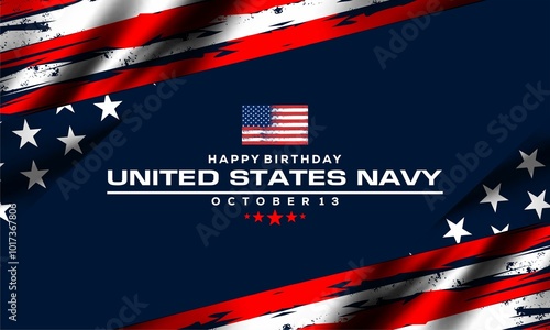 Happy birthday US Navy October 13 background Vector banner 