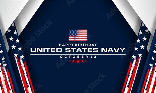 Happy birthday US Navy October 13 background Vector banner 